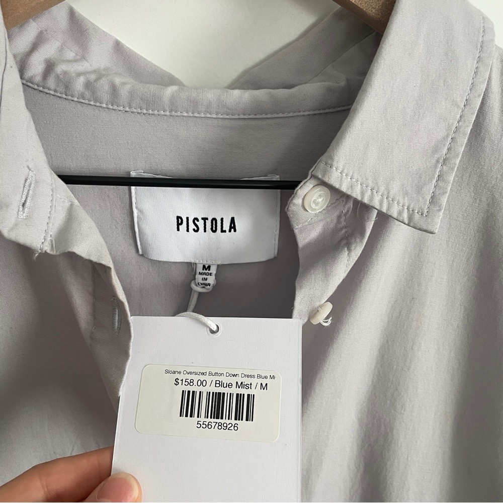 Pistola Sloane Oversized Button Down Shirt Dress in Blue Mist Size Medium - Picture 7 of 13